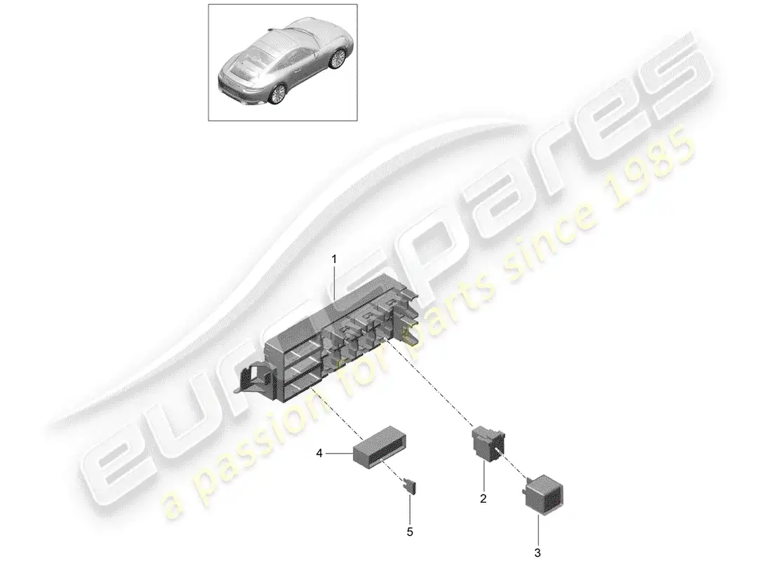 porsche 2018 (991-2) fuse box/relay plate parts diagram