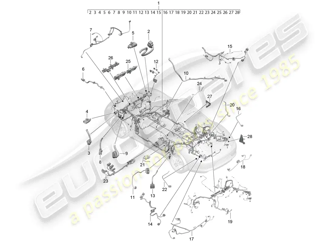 porsche 2018 (991-2) wiring harnesses parts diagram