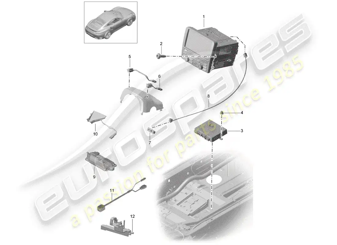 porsche 2020 (991-2 turbo) operating unit parts diagram
