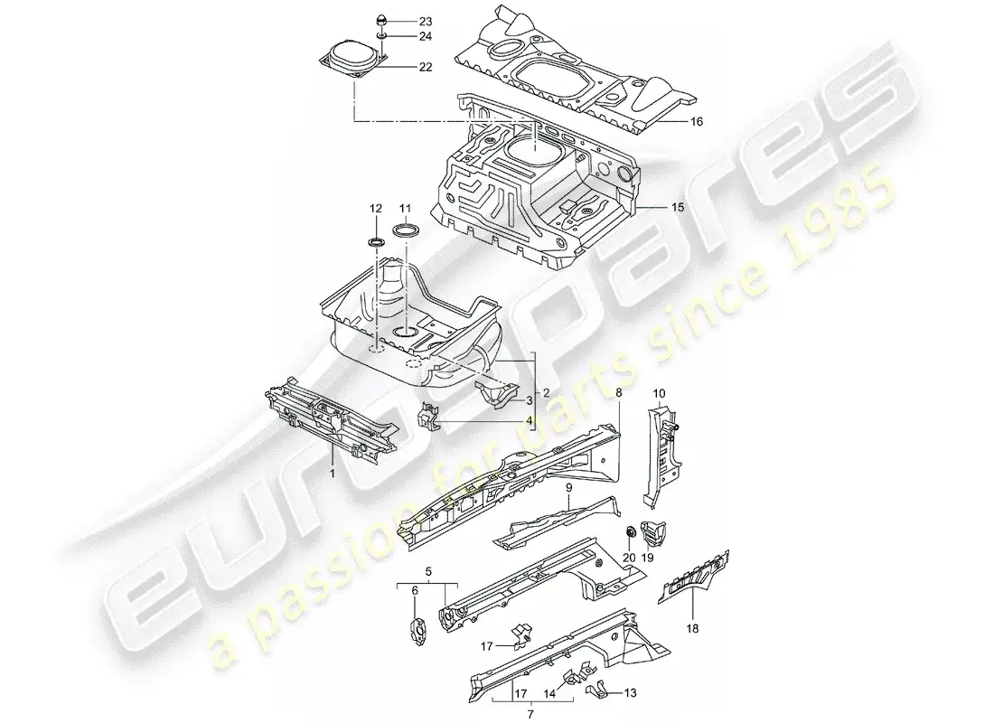porsche 2003 (996 turbo / gt2) front end - single parts parts diagram