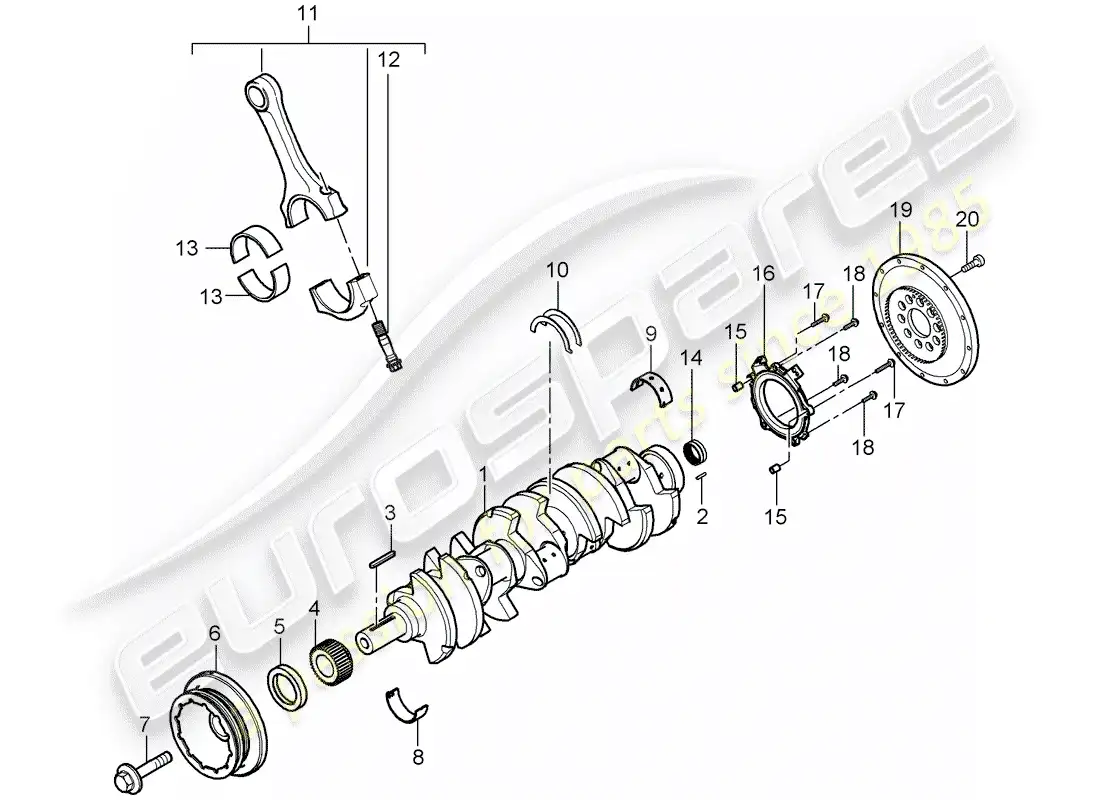 porsche 2005 (carrera gt) crankshaft - connecting rods parts diagram