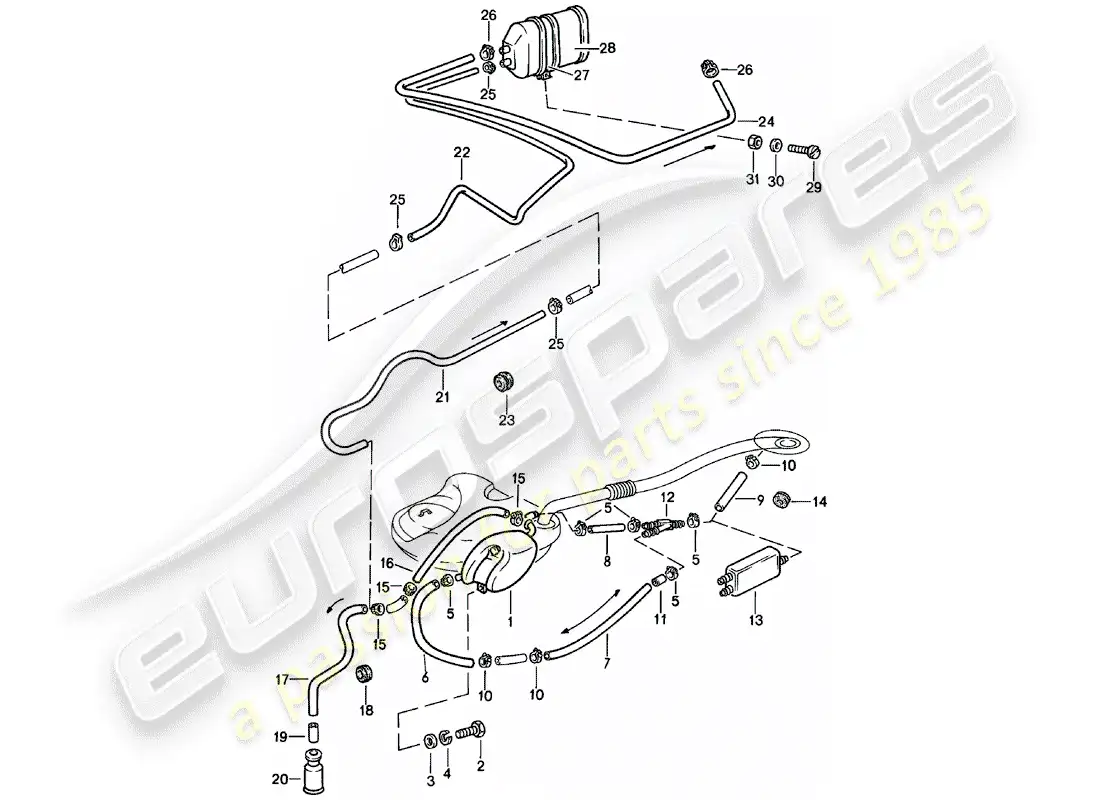 porsche 1979 (911) tank ventilation parts diagram