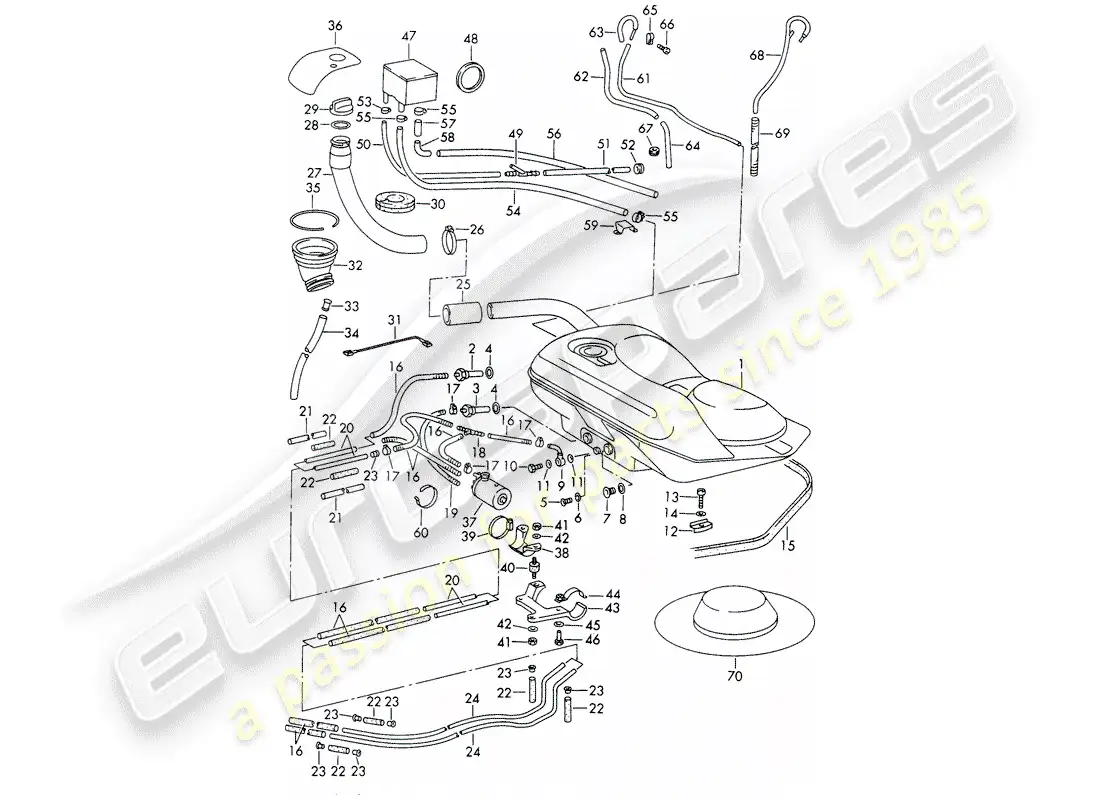porsche 1965 (911/912) fuel system parts diagram