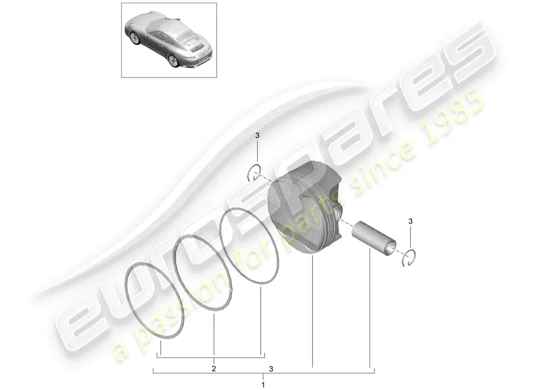 porsche 2018 (991-2) piston parts diagram