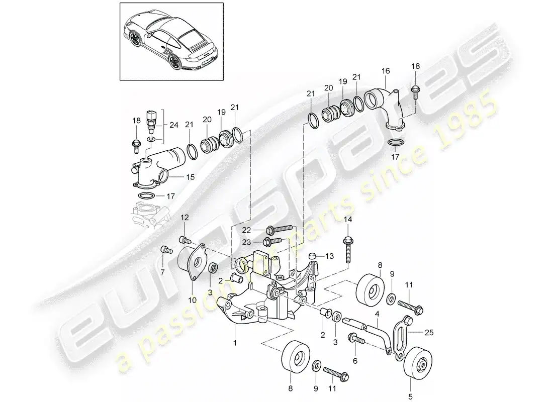 porsche 2012 (997-2 turbo / gt2 rs) belt tensioner part diagram