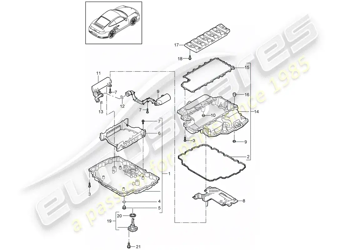 porsche 2011 (997-2 turbo / gt2 rs) oil pan parts diagram