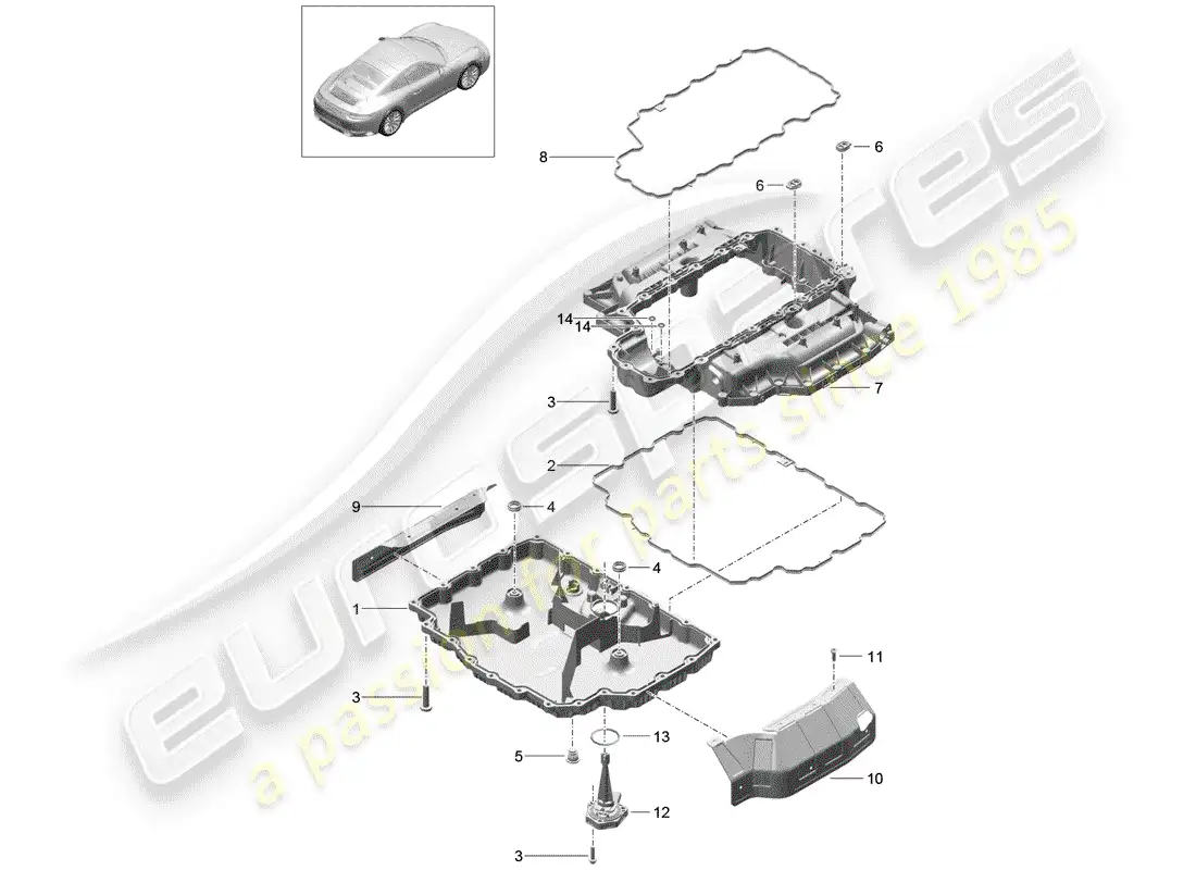 porsche 2018 (991-2) oil pan parts diagram