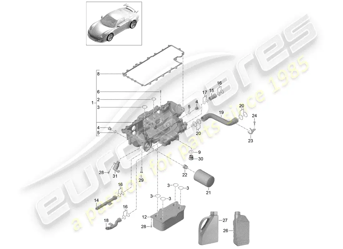 porsche 2014 (991-1 r/gt3/rs) oil filter parts diagram