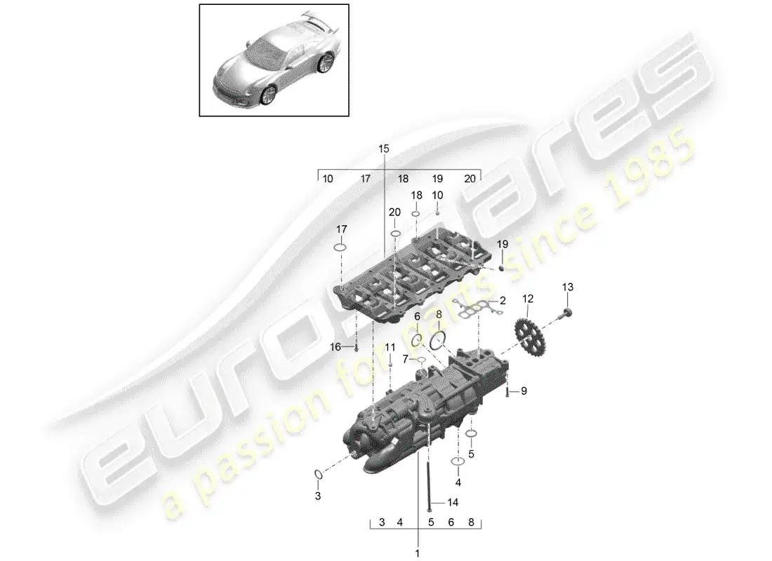 porsche 2014 (991-1 r/gt3/rs) oil pump parts diagram