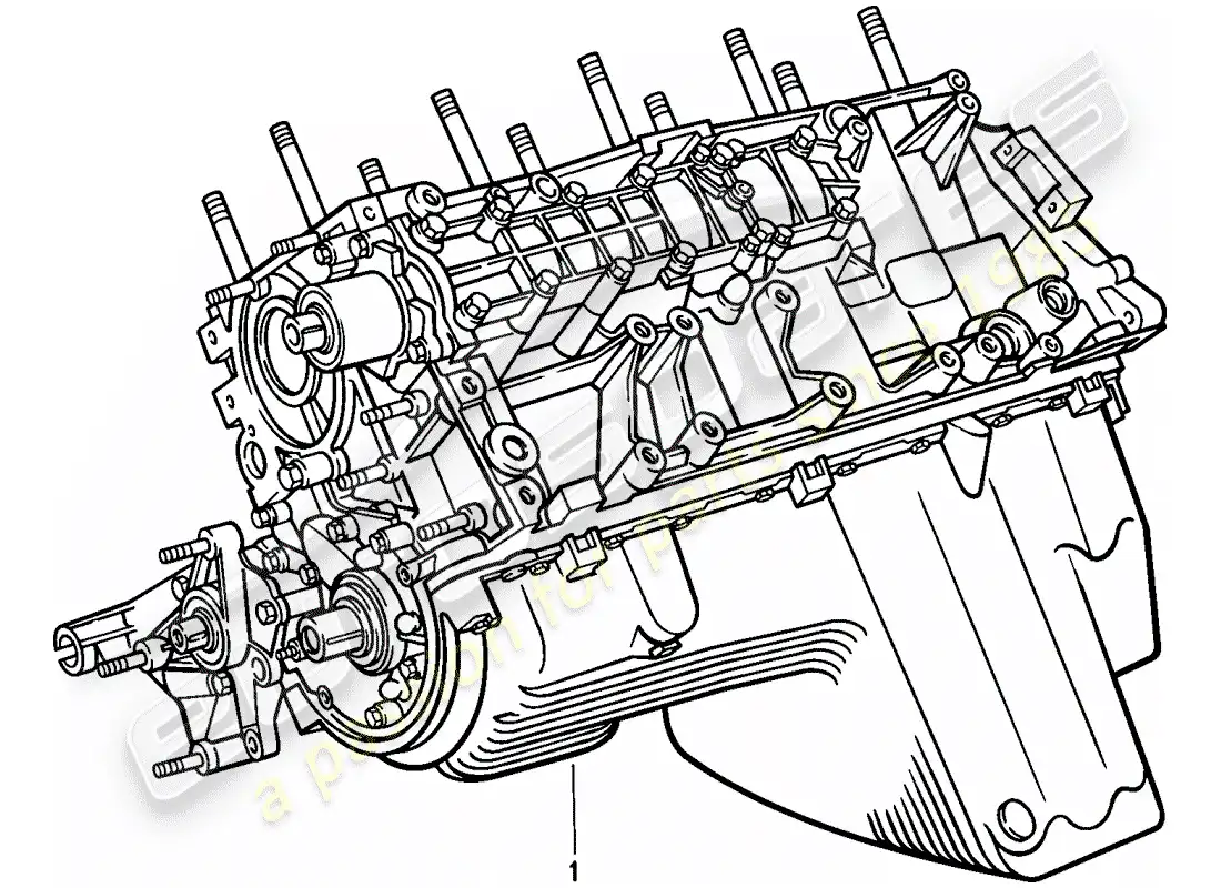 porsche 1986 (944) replacement engine - short engine - crankcase parts diagram