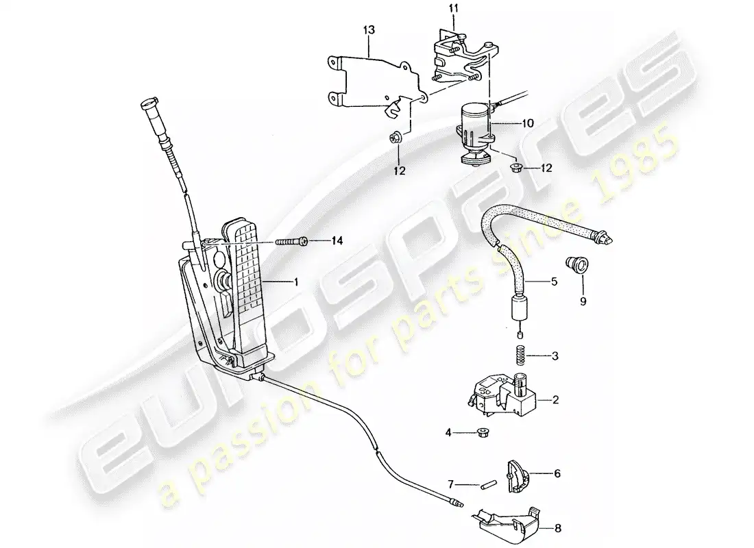porsche 2003 (986 boxster) brake and acc. pedal assembly - throttle control parts diagram