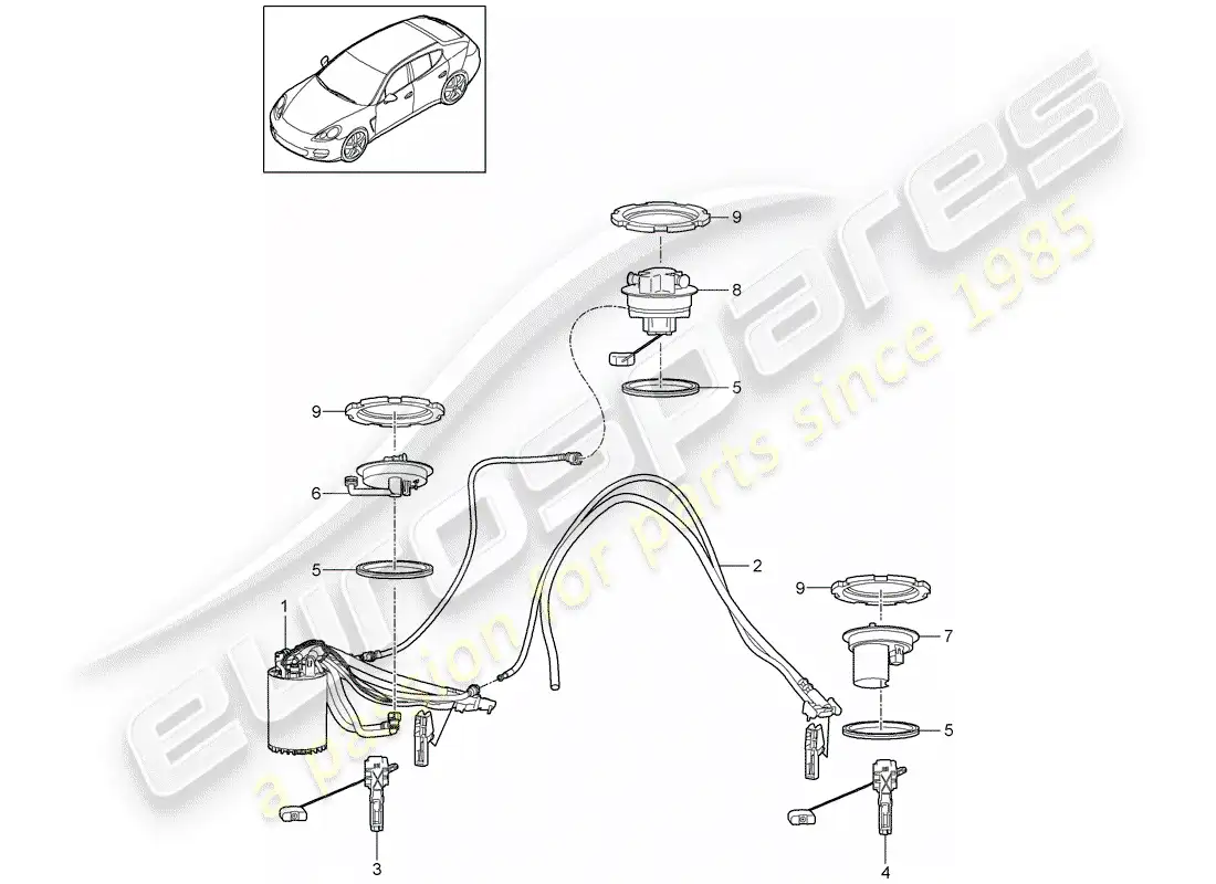porsche 2011 (panamera 970) fuel tank parts diagram