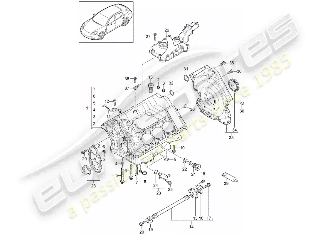 porsche 2013 (panamera 970) crankcase parts diagram