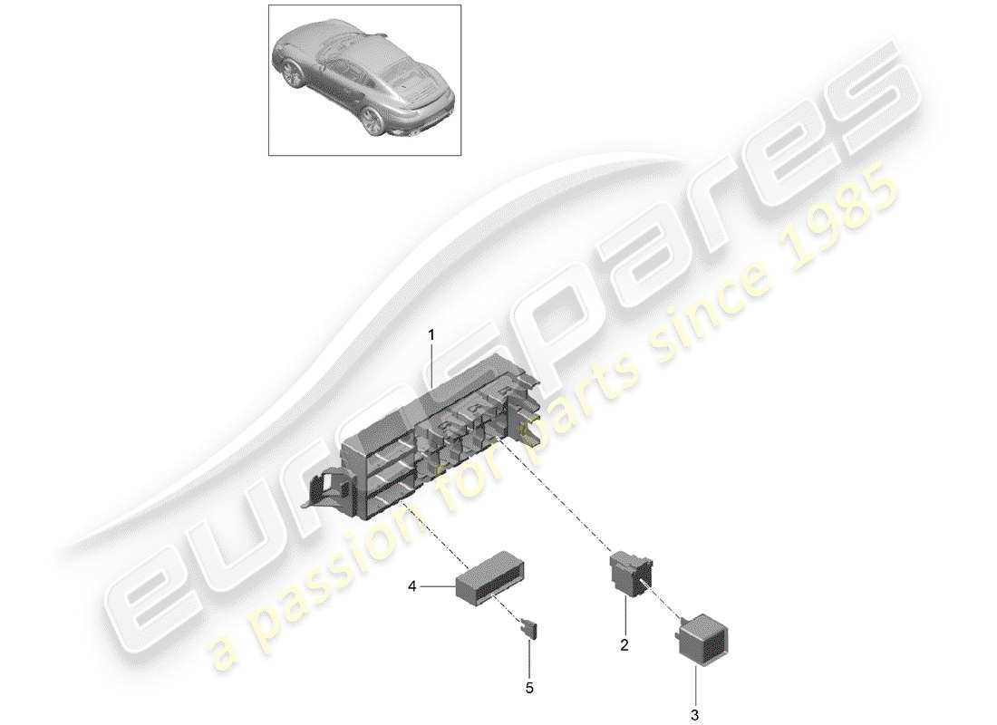 porsche 991 turbo (2018) fuse box/relay plate parts diagram