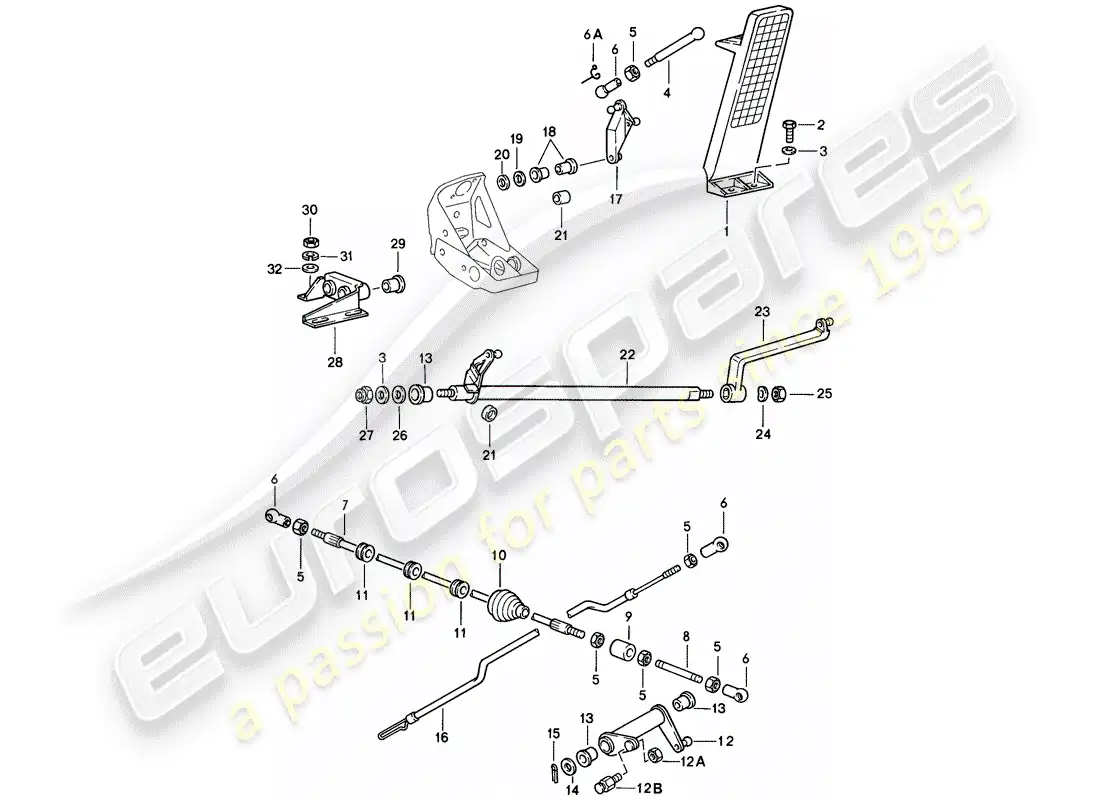 porsche 1988 (911) pedals - for - throttle control parts diagram