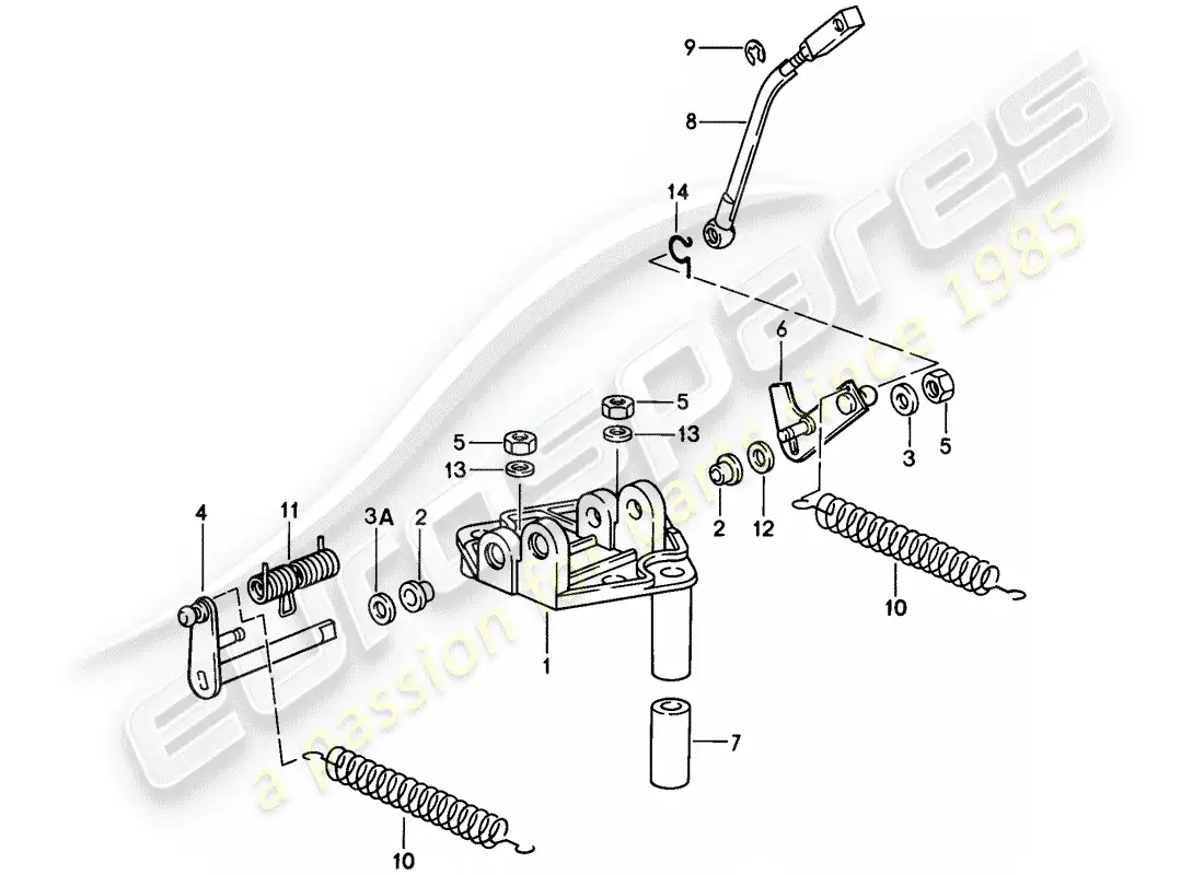 porsche 1988 (911) throttle linkage - bracket parts diagram