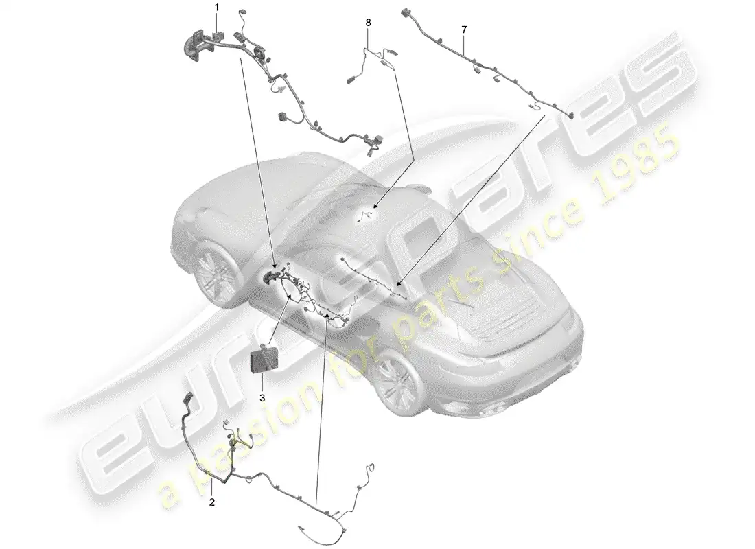 porsche 2016 (991-1 turbo) wiring harnesses parts diagram