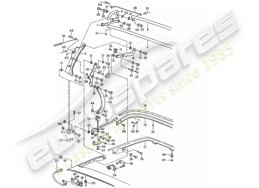 porsche 1990 (944) top frame parts diagram