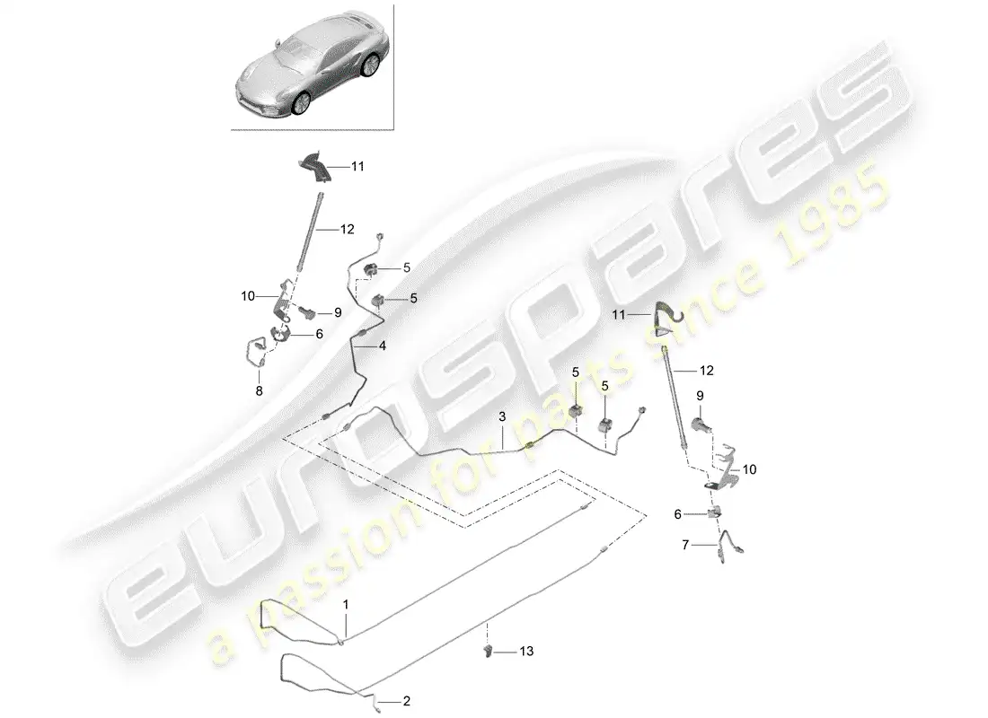 porsche 2019 (991-2 turbo) brake line parts diagram