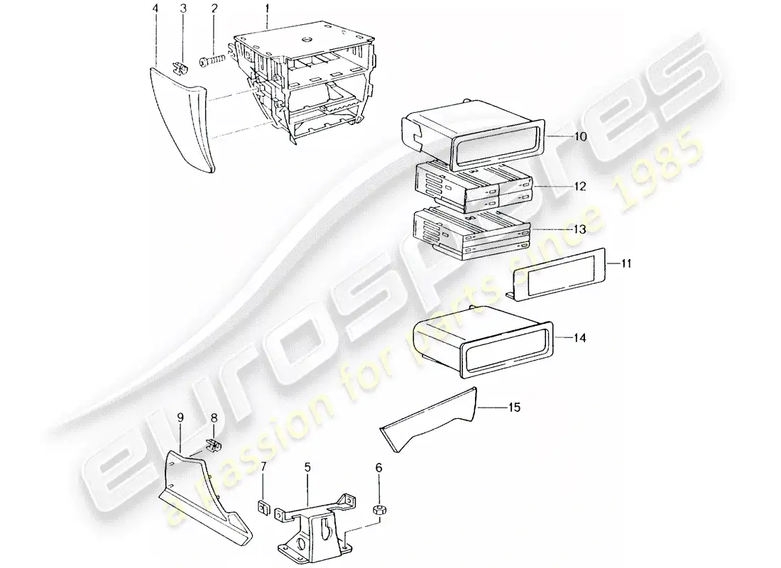 porsche 2004 (986 boxster) center console parts diagram