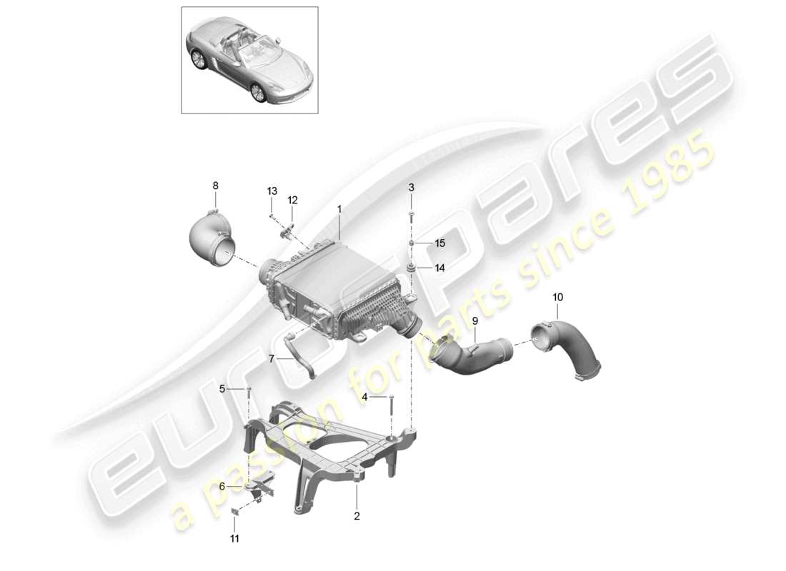 porsche 2022 (718 boxster) charge air cooler part diagram