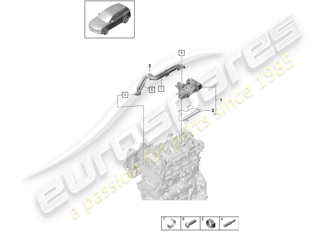 porsche 2024 (cayenne e3 9ya/9yb) oil separator breather line crankcase housing ventilation part diagram