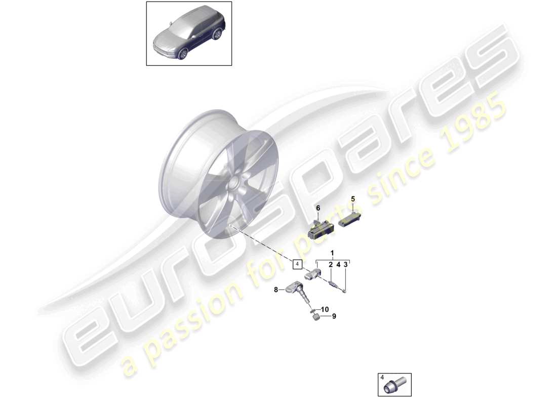 porsche 2024 (cayenne e3 9ya/9yb) tyre pressure control system part diagram