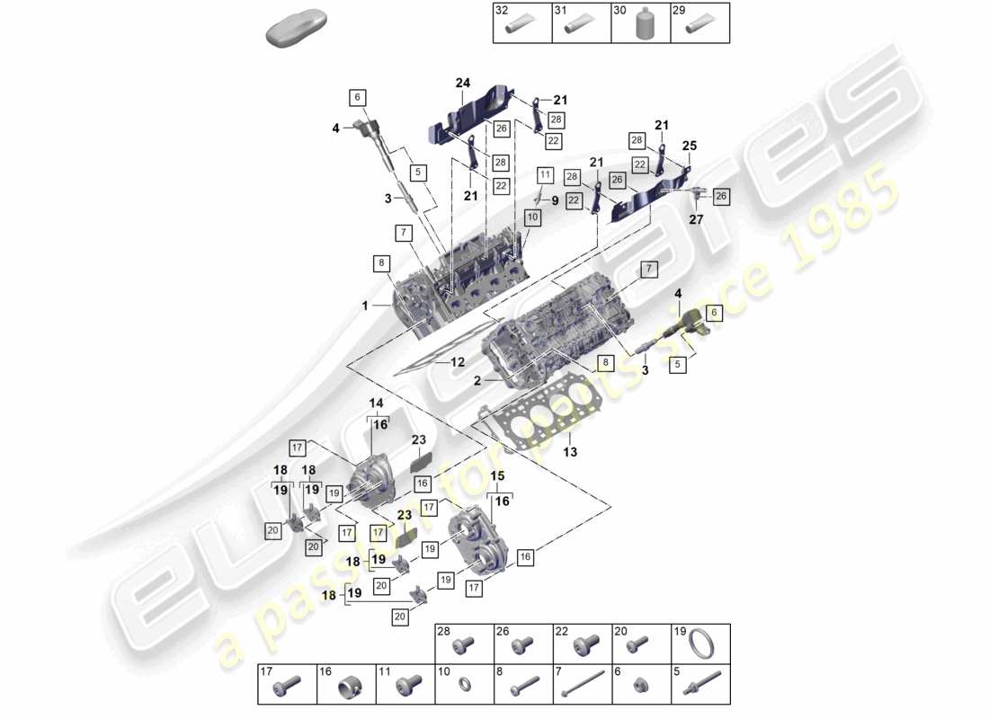 porsche 2023 (cayenne e3 pa) cylinder head part diagram
