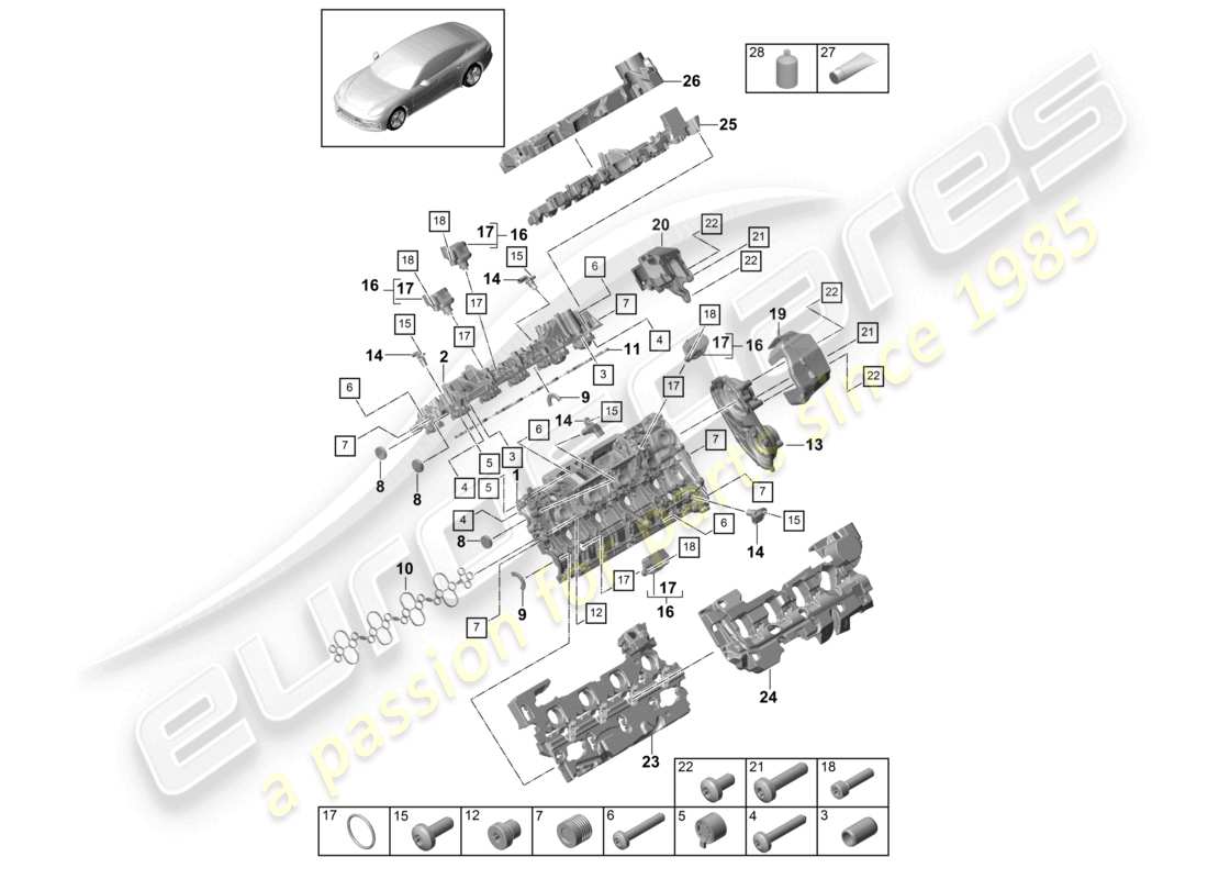 porsche 2021 (panamera 971-1) cylinder head cover noise insulation individual parts part diagram