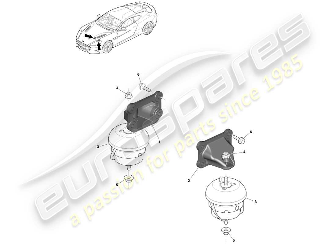 aston martin vanquish (2014) engine mountings part diagram