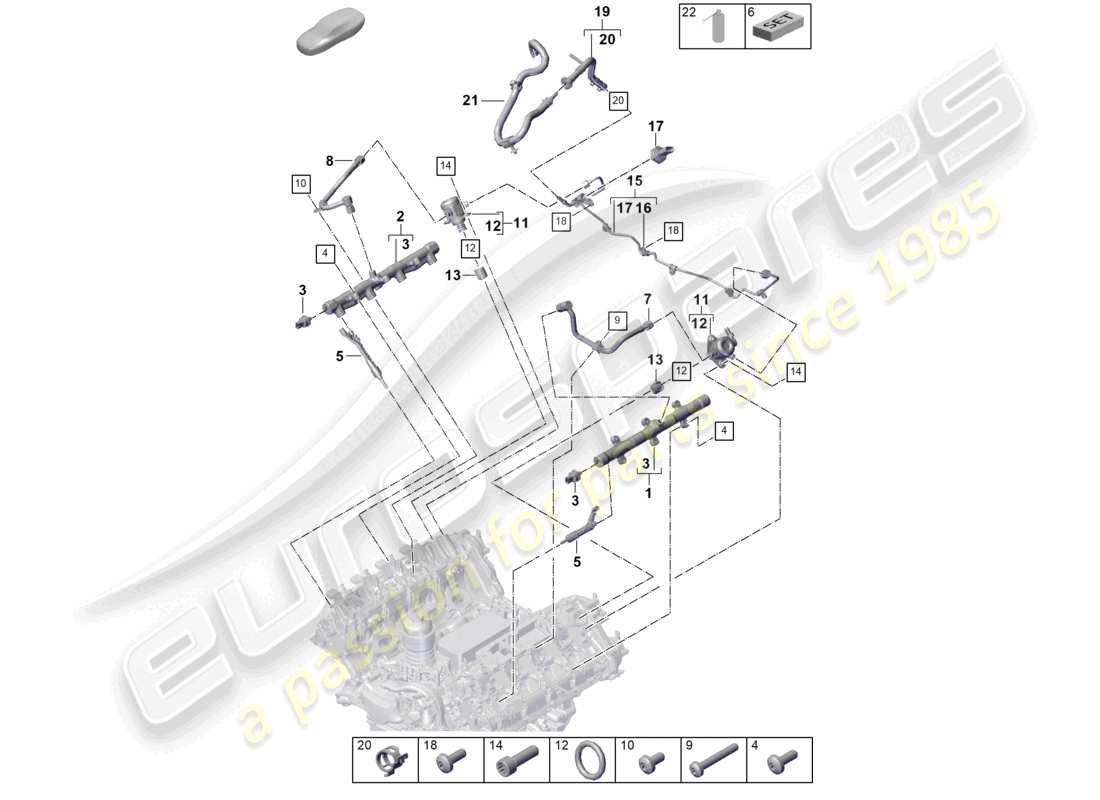 porsche 2025 (panamera 976) fuel collection pipe high-pressure injector high pressure pump fuel line part diagram
