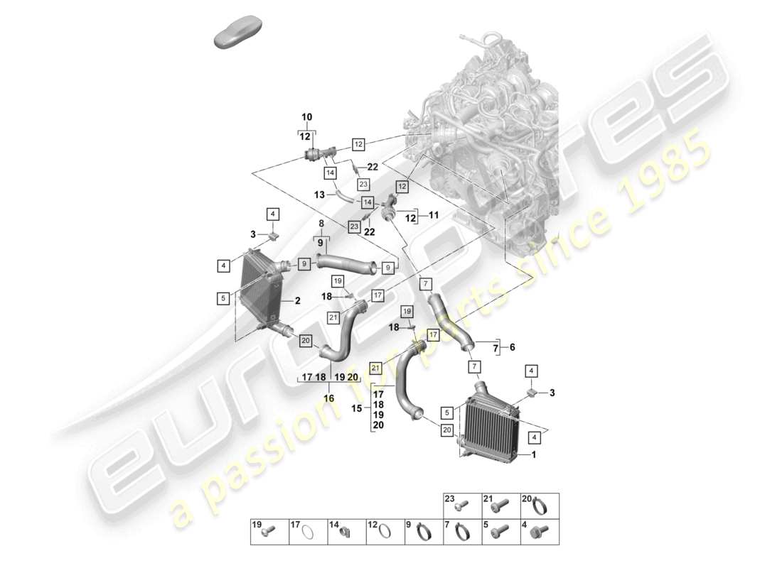 porsche 2022 (panamera 971-2) charge air cooler pressure pipe part diagram