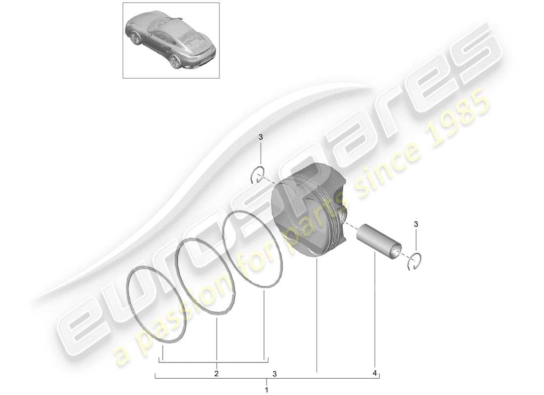 porsche 2018 (991-2 turbo) piston part diagram