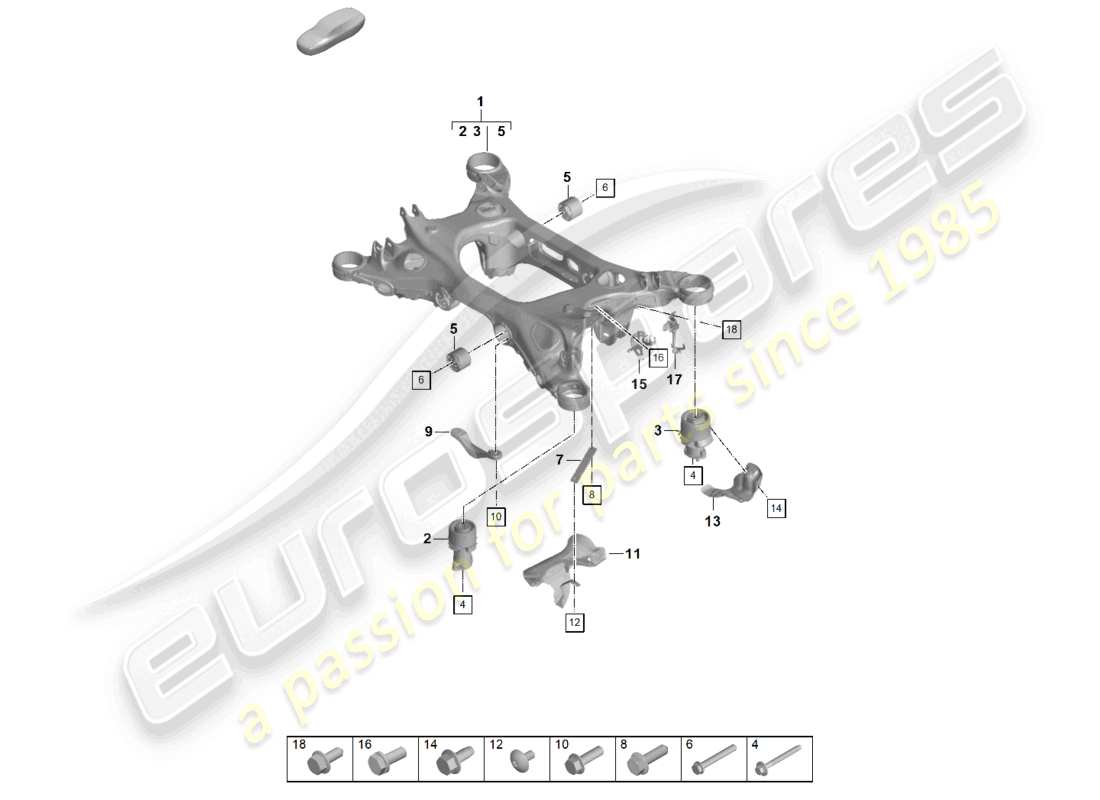 porsche 2024 (panamera 976) cross member suspension sub-frame part diagram