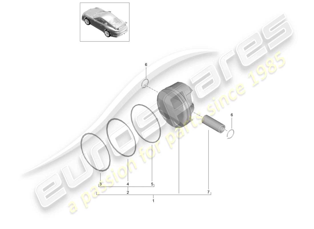 porsche 2021 (991-2 r/gt3/rs) piston part diagram