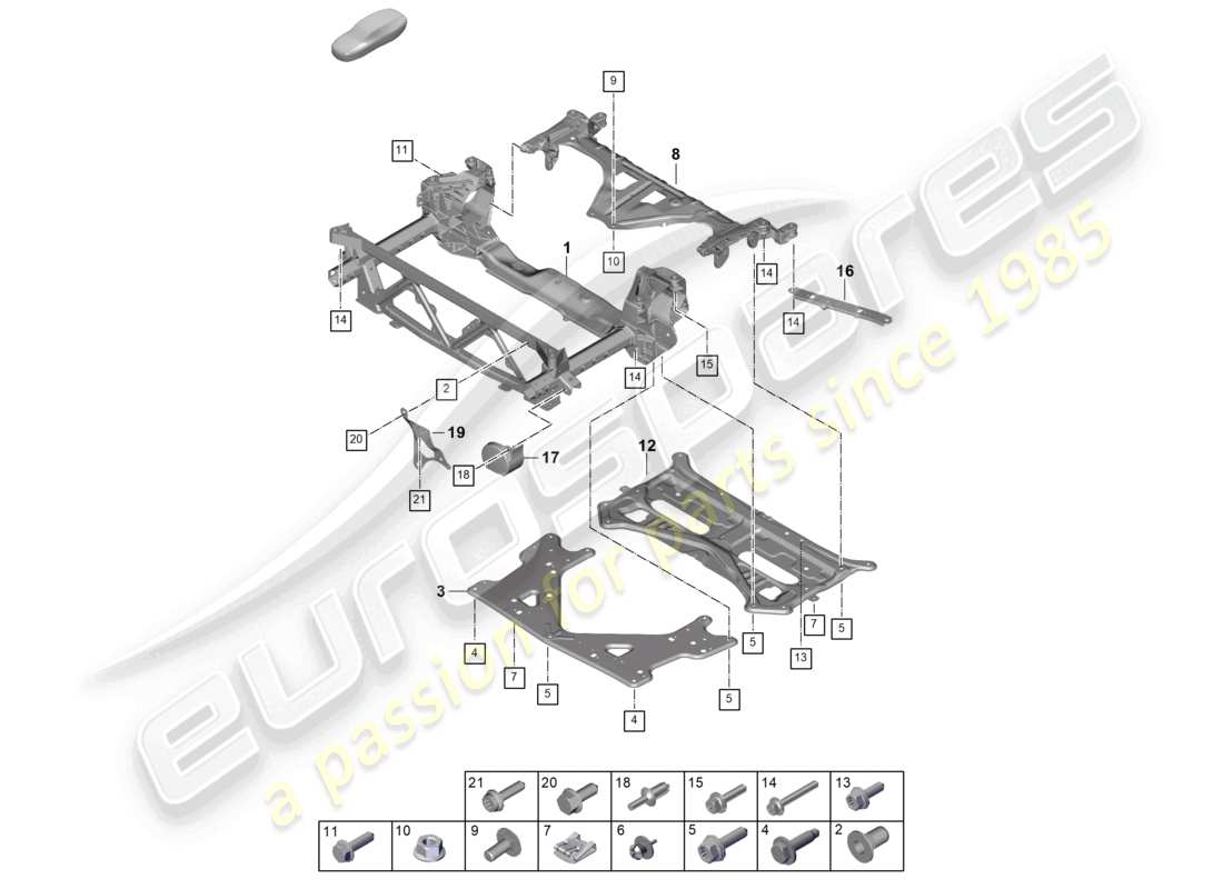 porsche 2025 (panamera 976) cross member support frame guard plate part diagram