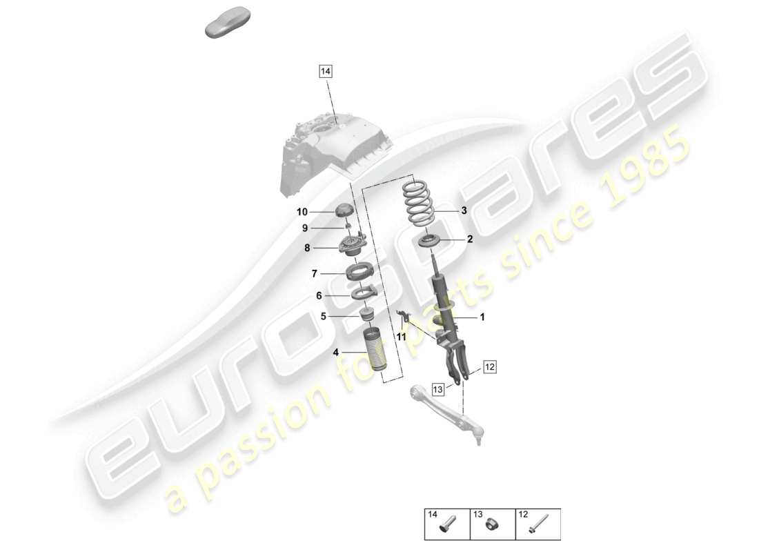porsche 2025 (macan-e) steel spring suspension suspension strut, complete coil spring part diagram