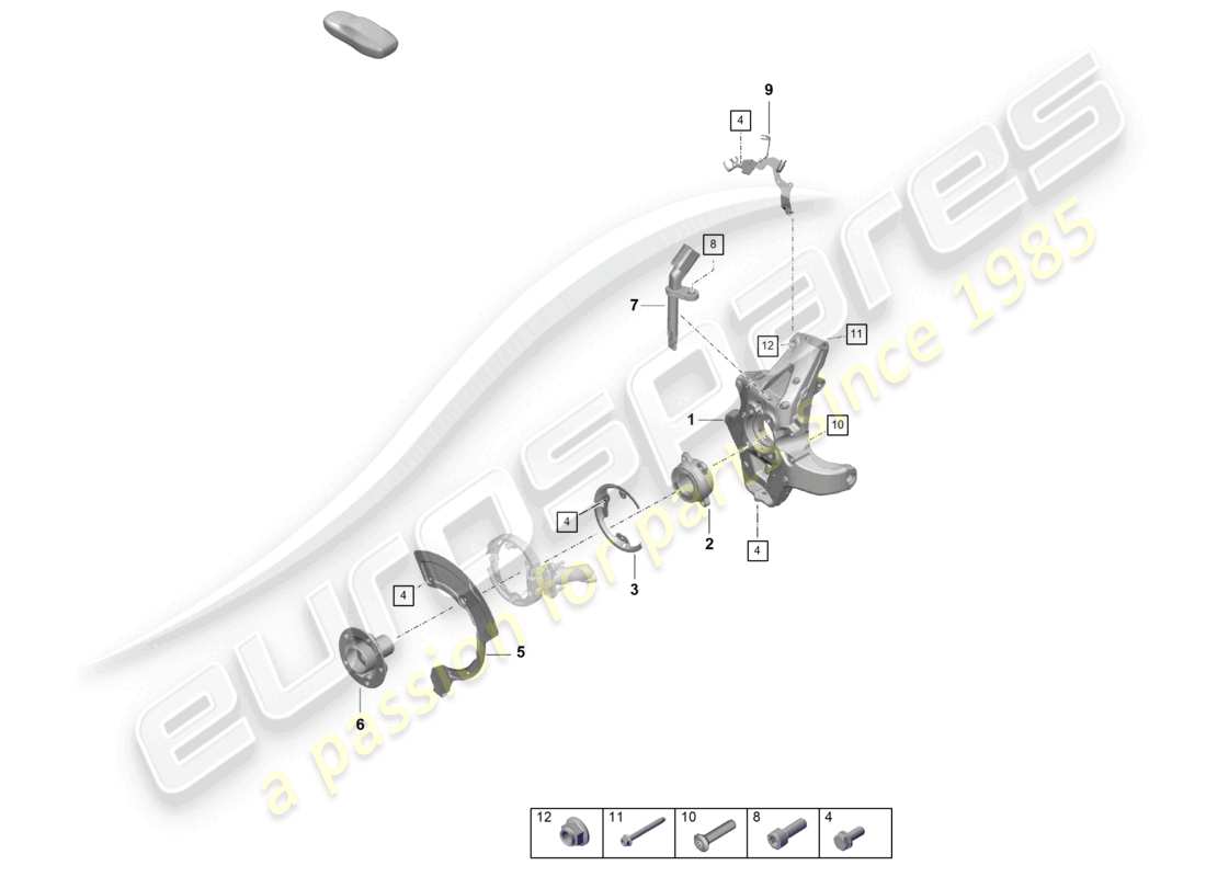 porsche 2026 (718 boxster spyder) wheel carrier wheel hub part diagram