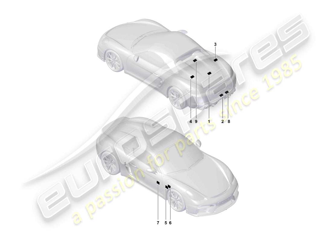 porsche 2026 (718 boxster spyder) signs/notices part diagram