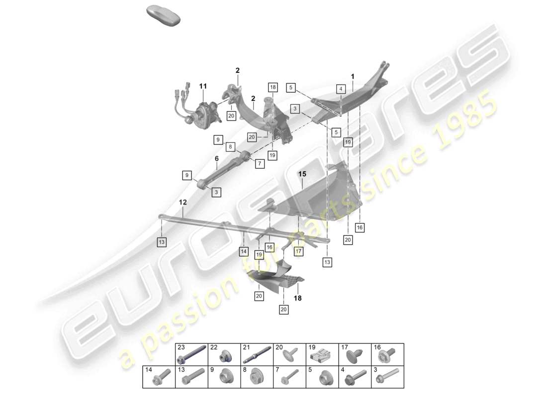 porsche 2025 (992-2 gt3) rear axle cross member part diagram
