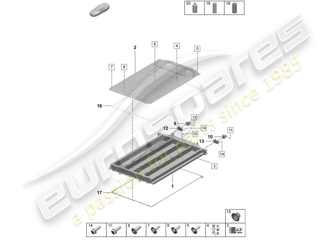 porsche 2025 (macan-e) high-voltage battery housing part diagram