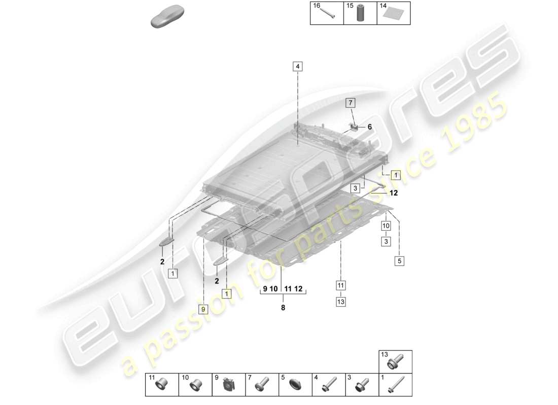 porsche 2025 (macan-e) spare battery fasteners parts diagram