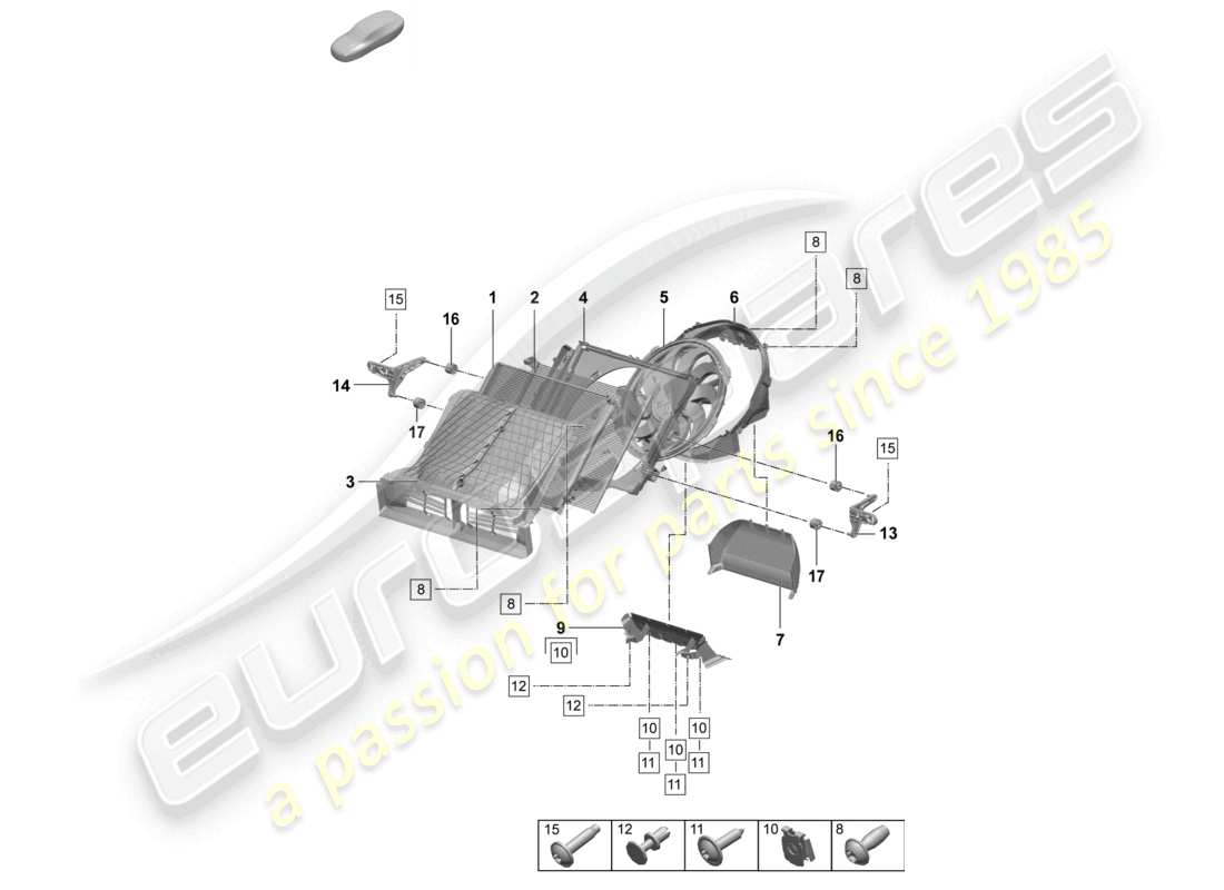 porsche 2025 (macan-e) coolant cooling system cooler for coolant parts diagram