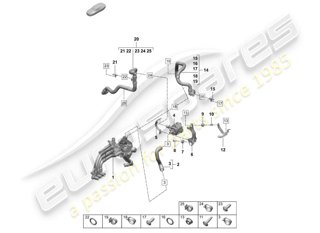 porsche 2025 (macan-e) coolant cooling system part diagram