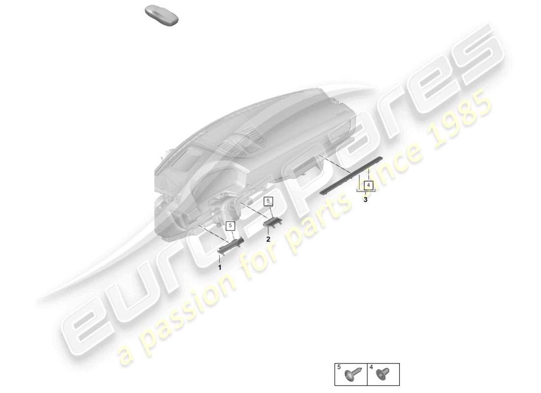 porsche 2025 (panamera 976) dash panel attachment parts lower moldings part diagram