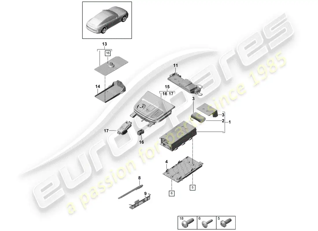 porsche 2019 (panamera 971-1) for vehicles with telephone parts diagram