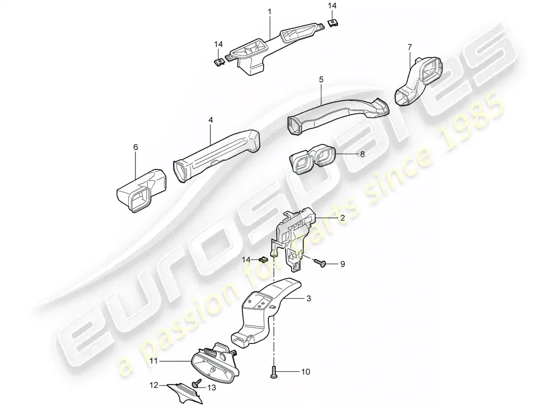 porsche 2007 (997-1) air distributor parts diagram