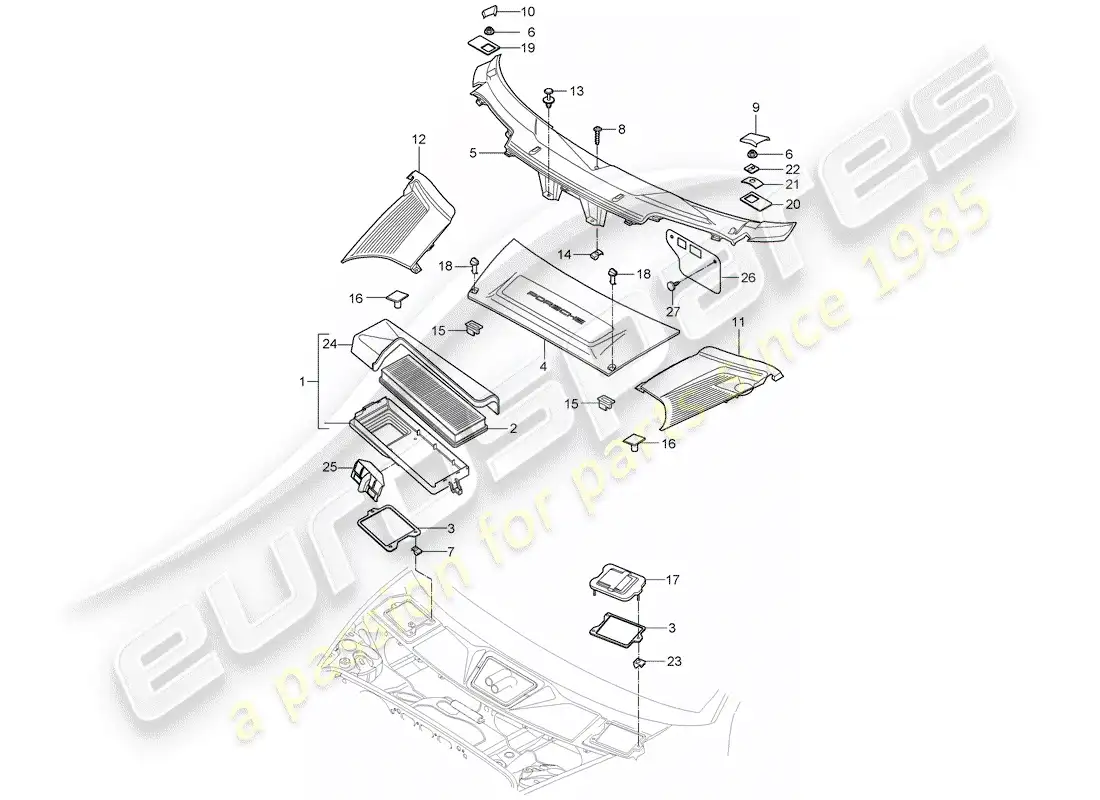porsche 2006 (997-1) particulate filter parts diagram