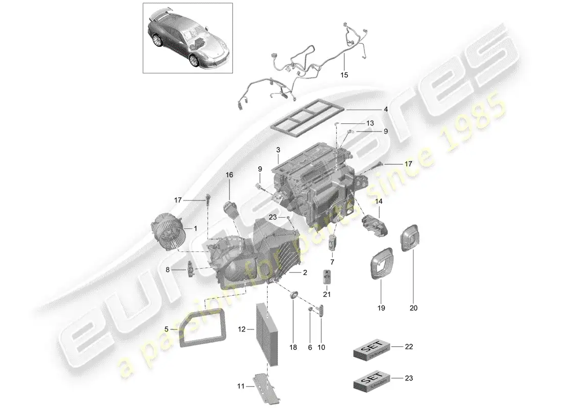 porsche 2016 (991-1 r/gt3/rs) air conditioner parts diagram