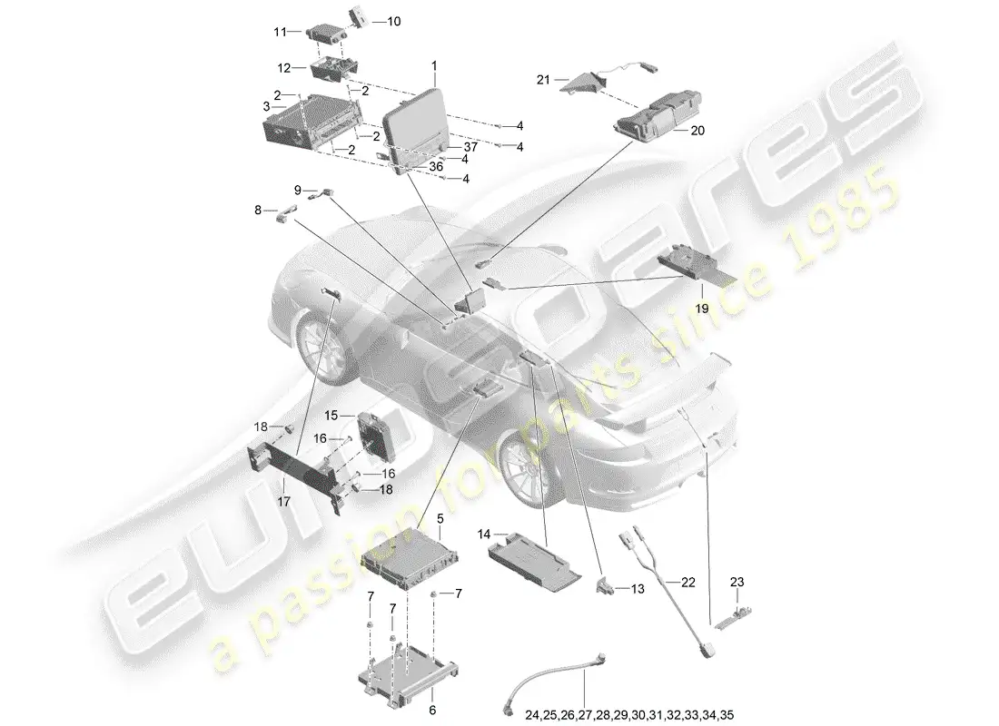 porsche 2016 (991-1 r/gt3/rs) display parts diagram